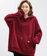Wine Red Drawstring Hoodie