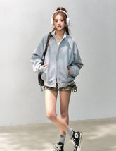Stand Collar Zip Up Casual Sports Jacket