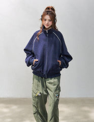 Stand Collar Zip Up Casual Sports Jacket