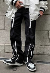 Black Street-Vibe Zipper Trousers