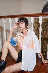 Orange Oil Painting Print Shirt