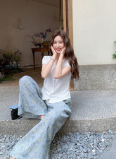 Chic French Style Wide Leg Pants Set