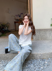Chic French Style Wide Leg Pants Set