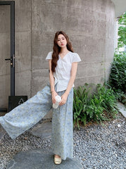 Chic French Style Wide Leg Pants Set