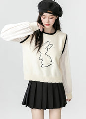 Chic Knit Sweater With Shirt Layered Design