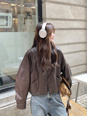 Chic Retro Pu Leather Slim Fit Jacket