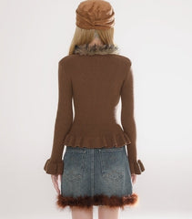 Chic Ruffle Trim Knit Sweater