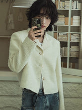 Chic Short Jacket With Blazer Collar