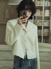 Chic Short Jacket With Blazer Collar