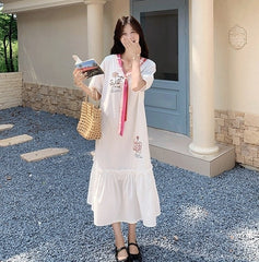 Chic White Casual Vintage Style Summer Dress