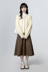 Chunky Knit Cardigan Sweater Almond