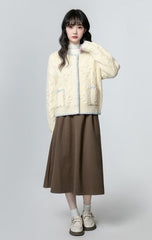 Chunky Knit Cardigan Sweater Almond