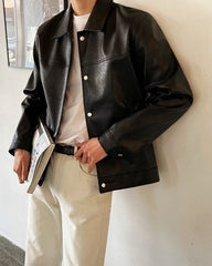 Classic Faux Leather Moto Jacket Casual Style