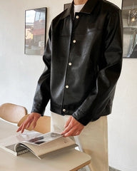 Classic Faux Leather Moto Jacket Casual Style
