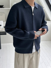 Lapel Knit Cardigan Casual Commute Minimalist Style