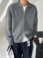 Lapel Knit Cardigan Casual Commute Minimalist Style