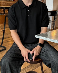 Classic Knit Polo Casual Short Sleeve Shirt