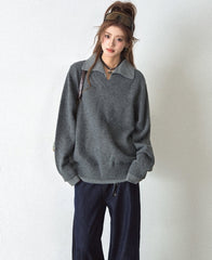 Classic Layered Knit Sweater With Contrast Collar