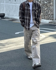 Classic Loose Fit Denim Cargo Trousers