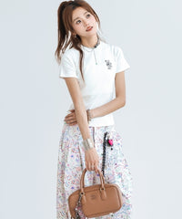 Classic Raglan Sleeve Letter Patch Slim Fit Tee