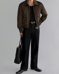 Classic Relaxed Fit Washed Denim Casual Pants