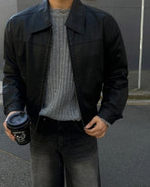 Classic Short Faux Leather Jacket Casual Retro Style