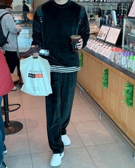 Classic Solid Color Casual Sweatshirt And Jogger Set