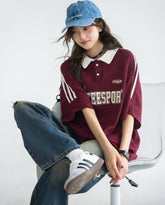Classic Striped Polo Shirt With Contrast Collar