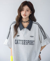 Classic Striped Polo Shirt With Contrast Collar