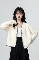 Color Block Knit Cardigan Sweater