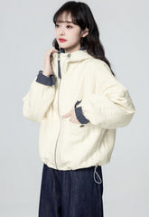 Colorblock Hooded Puffer Jacket Warm Thick Coat