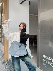 Colorblock Knit Pullover Casual Relaxed Fit Sweater
