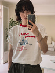 Colorblock Letter Print Short Sleeve T Shirt