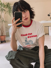 Colorblock Letter Print Short Sleeve T Shirt