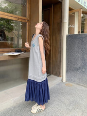 Colorblock Patchwork Loose Fit Summer Maxi Dress