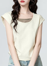 Colorblock Short Sleeve Asymmetrical Top