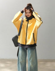 Colorblock Stand Collar Streetwear Sweatshirt Jacket