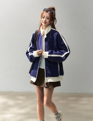Colorblock Stand Collar Streetwear Sweatshirt Jacket