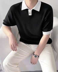 Colorful Knit Polo Shirt Casual Trendy Style