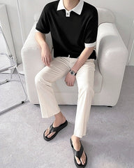 Colorful Knit Polo Shirt Casual Trendy Style