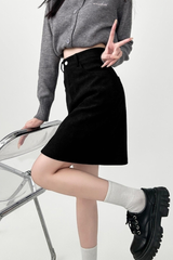 Corduroy High Waist A Line Midi Skirt