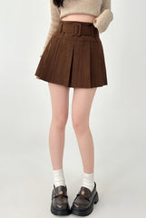 Corduroy Pleated Skirt High Waist Slim Fit