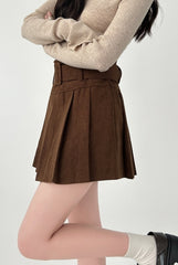 Corduroy Pleated Skirt High Waist Slim Fit