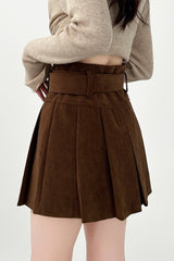 Corduroy Pleated Skirt High Waist Slim Fit