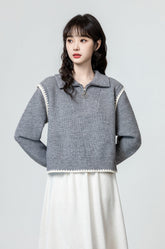 Cozy Knit Sweater With Star Zip Pull