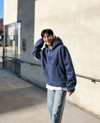 Cozy Fleece Lined Hoodie Casual Oversized Pullover