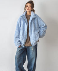Cozy Fleece Lined Stand Collar Jacket