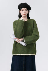Cozy Green Knit Pullover Sweater