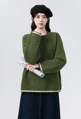 Cozy Green Knit Pullover Sweater
