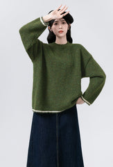 Cozy Green Knit Pullover Sweater